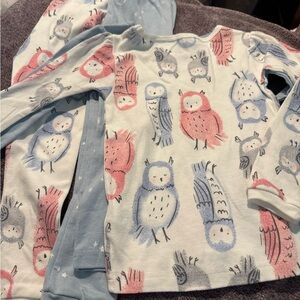 Carter's Owl Print Pajama Set - Blue and Pink